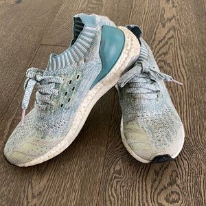 Light blue adidas ultra boost running shoe
